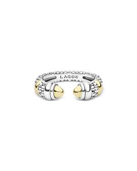 Lagos Lagos Sterling Silver & 18K Yellow Gold Signature Caviar Mini Versa Stack Ring