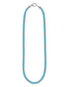 Lagos Lagos Sterling Silver Caviar Blue Caviar Ceramic Beaded Necklace, 16
