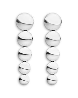 Lagos Lagos Sterling Silver Caviar Bubbly Disc Linear Drop Earrings