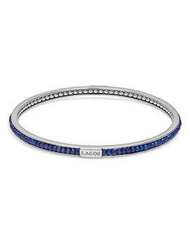 Lagos Lagos Sterling Silver Caviar Icon Lapis Beaded Bangle Bracelet