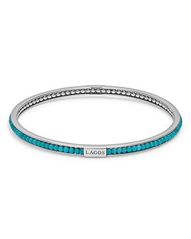 Lagos Lagos Sterling Silver Caviar Icon Turquoise Beaded Bangle Bracelet