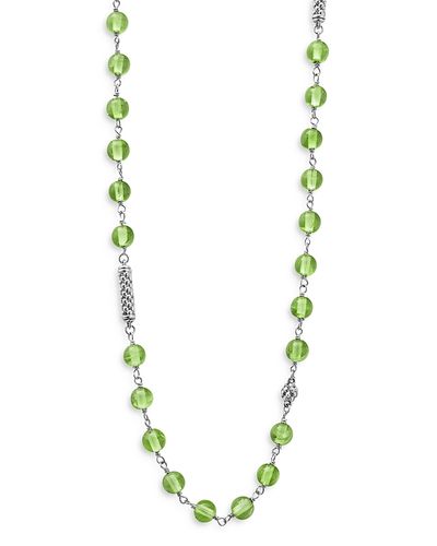 Lagos Lagos Sterling Silver Caviar Peridot Bead Station Necklace, 34