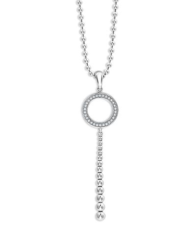 Lagos Lagos Sterling Silver Caviar Spark Diamond Circle Graduated Bead Pendant Necklace, 34