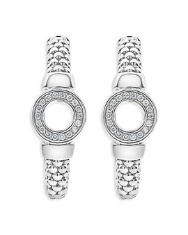 Lagos Lagos Sterling Silver Caviar Spark Diamond Circle Half Hoop Earrings