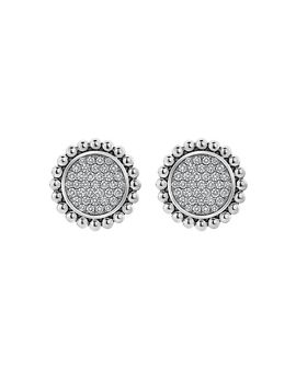 Lagos Lagos Sterling Silver Caviar Spark Diamond Clip-On Stud Earrings