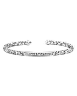Lagos Lagos Sterling Silver Caviar Spark Diamond Cuff Bracelet, 0.22 tcw
