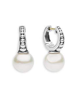 Lagos Lagos Sterling Silver Cultured Freshwater Pearl Luna Pearl Drop Huggie Hoop Earrings