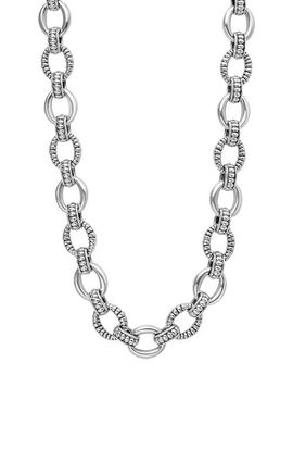 LAGOS LAGOS Sterling Silver Fluted Small Oval Link Necklace 