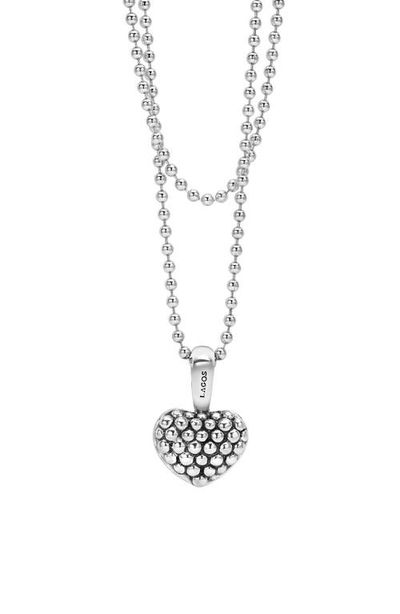 LAGOS LAGOS Sterling Silver Heart Long Strand Pendant Necklace