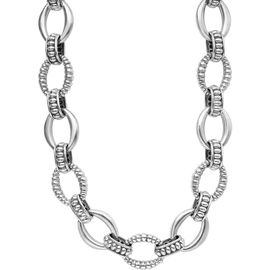 LAGOS LAGOS Sterling Silver Large Oval Fluted Link Necklace 