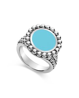 Lagos Lagos Sterling Silver Maya Blue Ceramic Ring