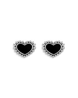 Lagos Lagos Sterling Silver Maya Onyx Heart Stud Earrings