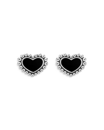 Lagos Lagos Sterling Silver Maya Onyx Heart Stud Earrings