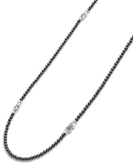 Lagos Lagos Sterling Silver Signature Caviar Black Agate Station Necklace, 18