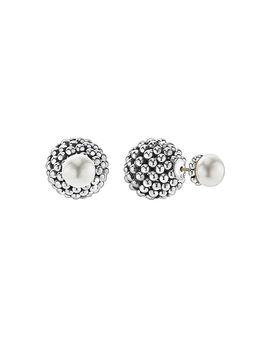 Lagos Lagos Sterling Silver Signature Caviar Cultured Freshwater Pearl Front-Back Earrings