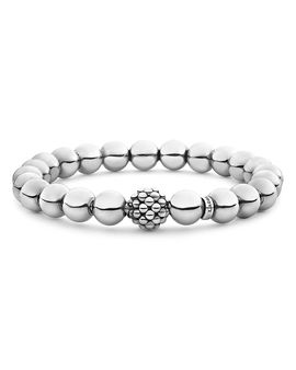 Lagos Lagos Sterling Silver Signature Caviar Lattice Ball Beaded Stretch Bracelet