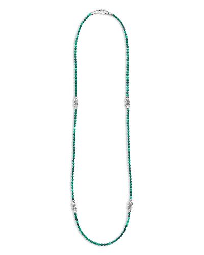 Lagos Lagos Sterling Silver Signature Caviar Malachite Station Necklace, 18