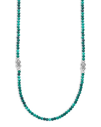 Lagos Lagos Sterling Silver Signature Caviar Malachite Station Necklace, 34