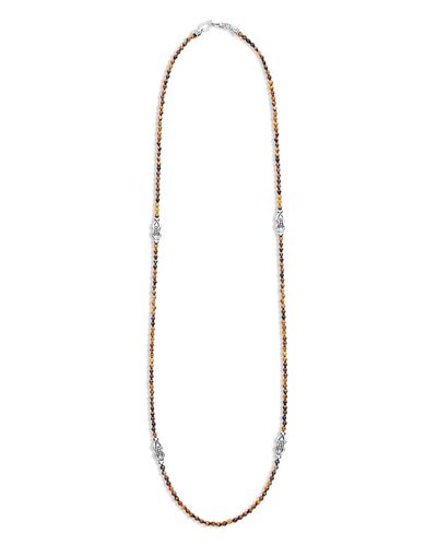 Lagos Lagos Sterling Silver Signature Caviar Tiger Eye Station Necklace, 18