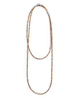 Lagos Lagos Sterling Silver Signature Caviar Tiger Eye Station Necklace, 34