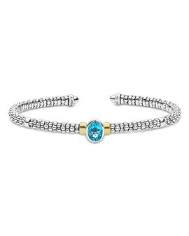 Lagos Lagos Sterling Silver Signature Caviar Topaz Mini Versa Cuff Bangle Bracelet