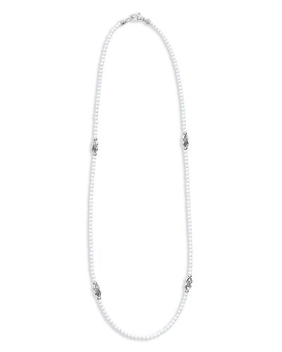 Lagos Lagos Sterling Silver Signature Caviar White Agate Station Necklace, 18