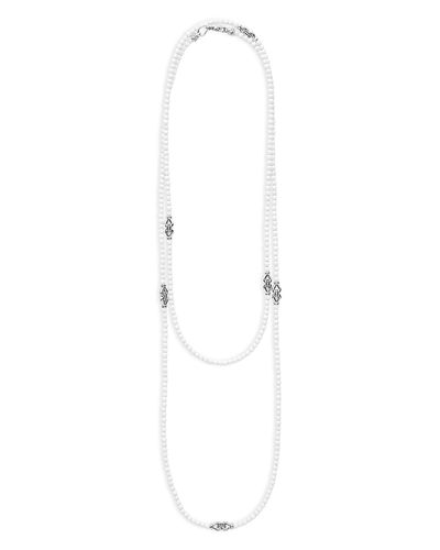Lagos Lagos Sterling Silver Signature Caviar White Agate Station Necklace, 34