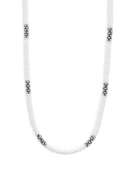 Lagos Lagos Sterling Silver White Ceramic Bead Collar Necklace, 16