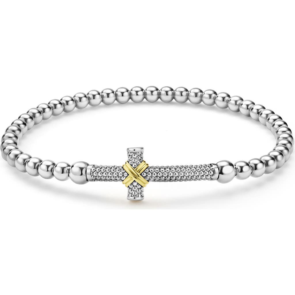 LAGOS LAGOS Two-Tone Caviar Cross Stretch Bracelet 