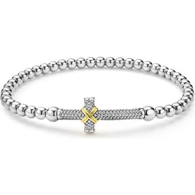 LAGOS LAGOS Two-Tone Caviar Cross Stretch Bracelet 
