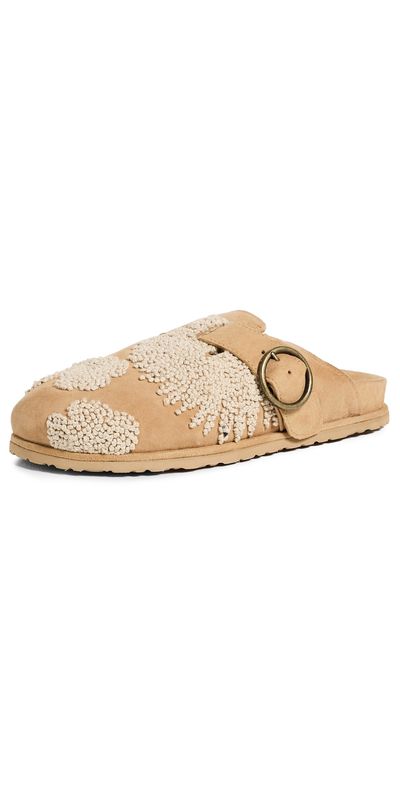 Laidback London Laidback London Drift French Knot Mules Saffron Suede Natural