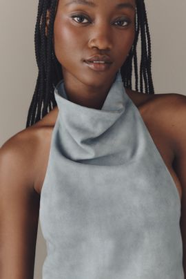 Lamarque Alva Suede Sleeveless High-Neck Top