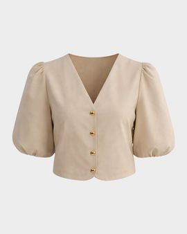 LaMarque Franka Leather Puff-Sleeve Jacket