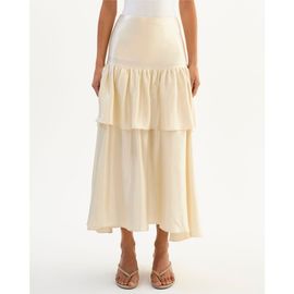 LAMARQUE LAMARQUE CHALINA | Ruffle Satin Midi Skirt