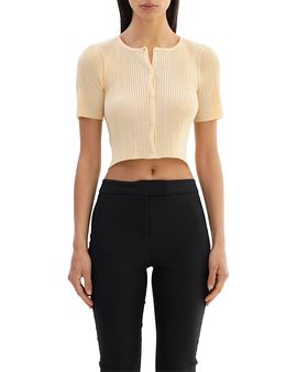 Lamarque Lamarque Cropped Rib Knit Cardigan