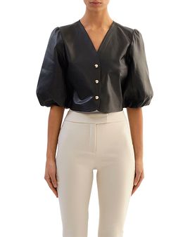 Lamarque Lamarque Franka Leather Balloon Sleeve Blouse