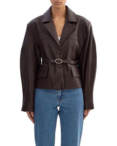 Lamarque Lamarque Pearl Leather Collared Jacket