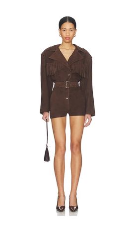 LAMARQUE LAMARQUE Scotty Fringed Suede Romper