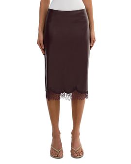Lamarque Lamarque Sonja Lace Trim Faux Leather Skirt