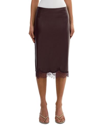Lamarque Lamarque Sonja Lace Trim Faux Leather Skirt