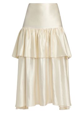 Lamarque Women's Chalina Ruffled Satin Midi-Skirt