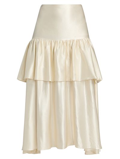 Lamarque Women's Chalina Ruffled Satin Midi-Skirt