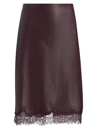 Lamarque Women's Sonja Faux Leather Lace-Trimmed Midi-Skirt