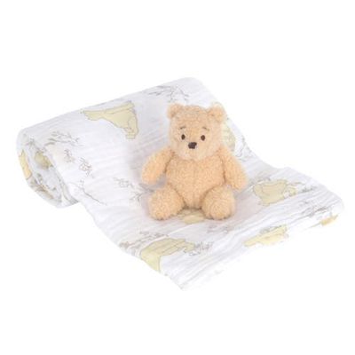 Lambs & Ivy Lambs & Ivy Disney Baby Winnie the Pooh Swaddle Blanket & Plush Toy Gift Set