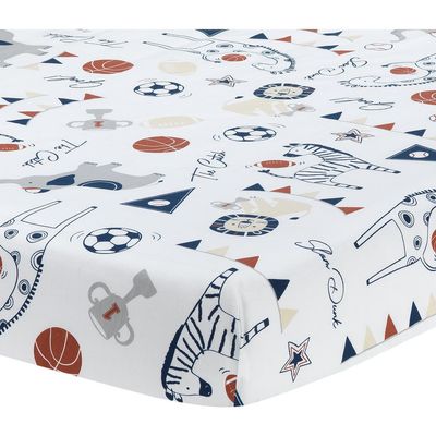 Lambs & Ivy Lambs & Ivy Hall of Fame Animals/Sports 100% Cotton Fitted Baby Crib Sheet