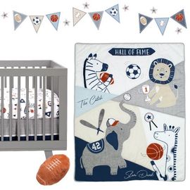 Lambs & Ivy Lambs & Ivy Hall of Fame Sports Animals 5-Piece Crib Bedding Set