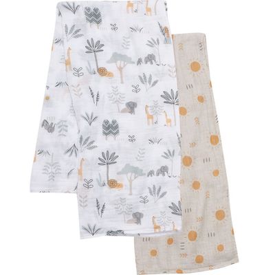 Lambs & Ivy Lambs & Ivy Jungle Adventure 2-Pack Cotton Muslin Newborn Baby Swaddle Blankets