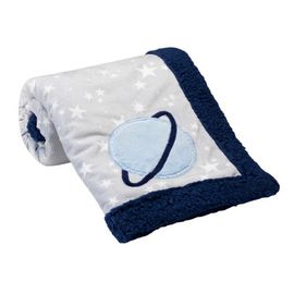 Lambs & Ivy Lambs & Ivy Milky Way Stars and Planet Minky/Faux Shearling Soft Baby Blanket