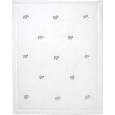 Lambs & Ivy Lambs & Ivy Signature Elephant Creamy Linen Embroidered Baby Crib Quilt