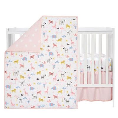 Lambs & Ivy Lambs & Ivy Snuggle Jungle Pastel Safari Cotton Jersey 3-Piece Crib Bedding Set